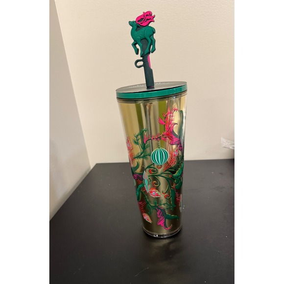 Starbucks Other - Starbucks 2024 Limited Edition holiday Gold mug w ReinDeer Straw Topper 24 oz